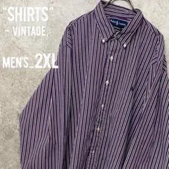 レアカラー○90s《ラルフローレン》ストライプ ボタンダウン長袖シャツ/2XL