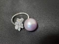 シルバー925素材 22kgp ゴールド フローラルリング上級ジルコニア平野