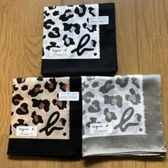 agnès b. レオパード柄ハンカチ 3枚セット