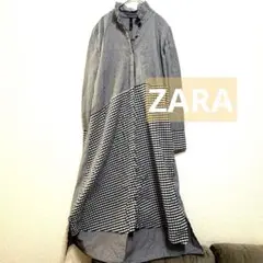 ZARA TRF ギンガムチェック シャツワンピース XS アシンメトリーのサムネイル