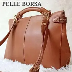 【美品】ペレボルサ 2way ショルダーバッグ ハンドバッグ レザー ブラウン
