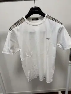 ホワイト チェック柄 半袖Tシャツ