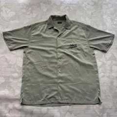 ぶ*お様 【美品】BACK NUMBER L リゾート刺繍 半袖シャツ オリーブ
