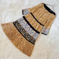 【極美品】ソニアリキエル 花柄 ロングワンピース 総柄 プリーツ イエロー Mのサムネイル