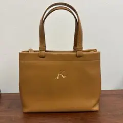 ★上品美品★Kロゴレザー調トートバッグ キャメルカラー