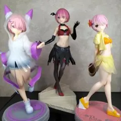 【破損あり】リゼロ ラム フイギュア 3体セット 箱無し