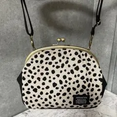 がま口バッグ 2way ショルダー付き モノトーン ハンドメイド　T248