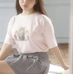 ❮新品❯INGNI 猫プリント 半袖Tシャツ M 薄ピンクのサムネイル