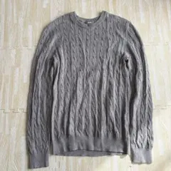 ユニクロ カシミヤ混 ケーブル長袖ニットセーター S グレー