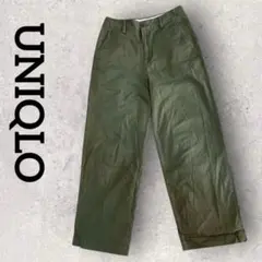 UNIQLO ハイウエスト チノ ワイド ストレートパンツ(67)カジュアル