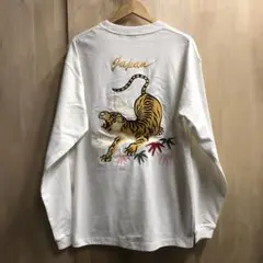 HOUSTON ヒューストン 和柄 虎 スカジャン風 刺繍 長袖tシャツ ロンt