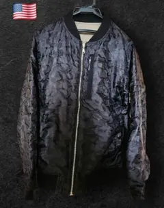 希少リバーシブル　迷彩柄 MA-1ジャケット ブラック カーキ