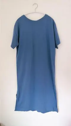 Discoat ブルーカットソー半袖ワンピース