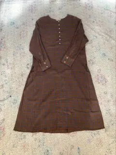 studio CLIP 長袖シャツワンピース チェック柄