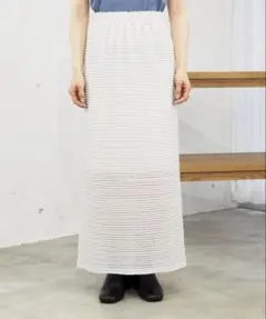 ホワイト タイトスカート　レースジャガードナロースカート