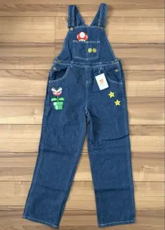 新品 スーパーマリオ デニム オーバーオール サロペット 140