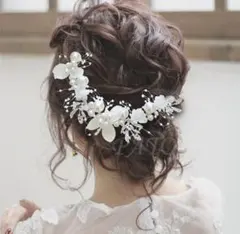 フラワー パール ヘッドドレス★シルバー★ブライダル 結婚式 ヘアアクセサリー