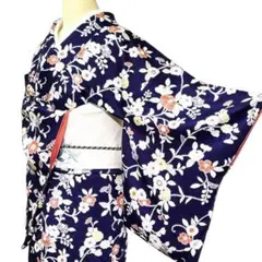 A112愛華 着物 小紋　絞り　辻ヶ花　正絹　美品　身丈162cm