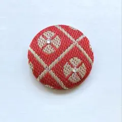 畳へり　くるみボタン　ヘアゴム　ブローチ　ピンバッジ　レッド　クロス　＃682