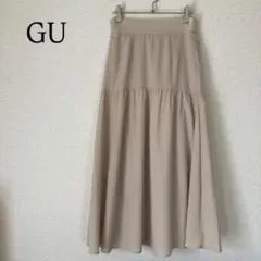 GU ロングスカート シフォンスカート マーメイド ウエストゴム S ベージュ