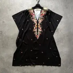 PaulSmith カフタン チュニック 民族調 花柄 和柄 ブラック 浴衣風のサムネイル