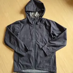 防水防風 フード付きナイロンジャケット L 黒OUTDOOR　破れありのサムネイル