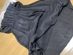 異素材　切り替えデザインシアーメッシュワンピース　エプロンワンピース　バイカラー