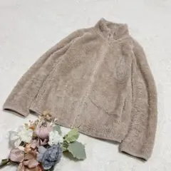 【ユニクロ】ファーリーフリースフルジップジャケット ブラウン L ●