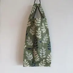 ハンドメイド＊ボタニカル 花と鳥柄 たためる エコバック＆ティッシュケース＊緑系