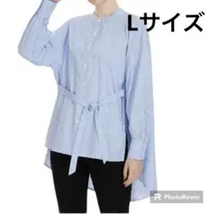 ☘️ SPRING SEAON ブルー ストライプシャツ レディース Lサイズのサムネイル