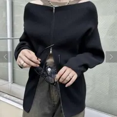 mystic ワイドネックジップカーディガン