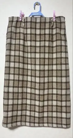 チェック柄膝丈スカート ニット XL