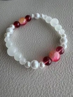 パールとガラスビーズのブレスレット 16cm