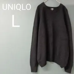 UNIQLO メンズ L 黒 ニット セーター クルーネック トップス 秋冬
