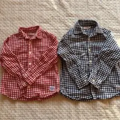 ミキハウス チェック柄長袖シャツ 2枚セット
