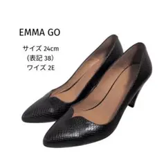 EMMA GO エマゴウ 本革 パイソン型押し パンプス ハイヒール ブラックのサムネイル