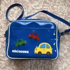 Miki House 青 ショルダーバッグ 車の刺繍付き