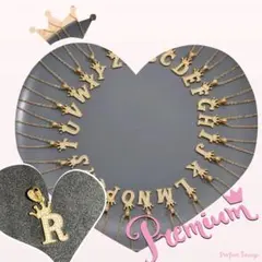 ネックレスチャームヘッドクラウン ゴールド イニシャル 推し活 アクセサリー S