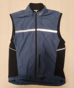NIKE 00s リフレクター ナイロンベスト S 紺 スウッシュ y2k