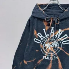 古着 ORLAND FLORIDA パーカー ブリーチ タイダイ ネイビー 紺