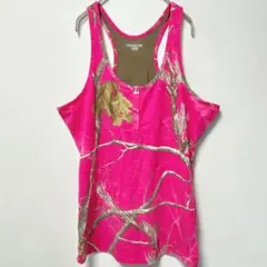 一点もの✨Realtree【XL】ピンク タンクトップ 異素材 メッシュ