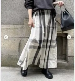 DouDou(ドゥドゥ) ビッグチェックマキシ丈ロングフレアスカート