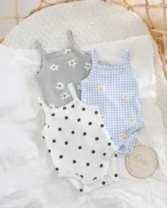 花柄ベビーロンパース3枚セット 韓国子供服80-86