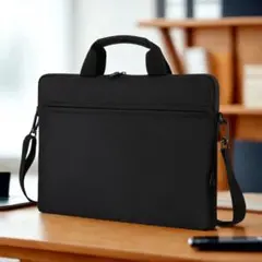 15.6インチ対応 ブラック PCバッグ 撥水 薄型 軽量 肩掛け可 ショルダー