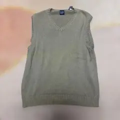 オールドGAP コットン ニットベスト L セージグリーン Vネック
