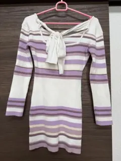 デイライルノアール♡オフショルダー ストライプ ニットセーター サイズ99のサムネイル