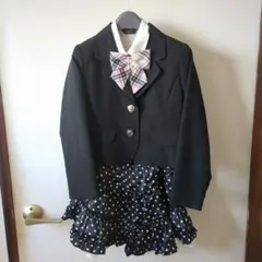フォーマル上下 黒ジャケット 水玉スカート 120 女の子 結婚式 入学卒園式
