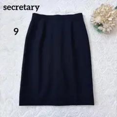 【美品】secretary タイトスカート　M ウール　オフィス　ブラック　薄手