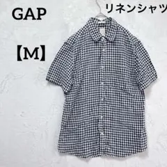 GAP 【M】半袖シャツ チェック柄　リネンシャツ　麻　カジュアル