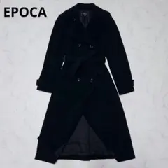 【美品】美品　  ベルテッドカシミヤ混コート　女優襟　黒 sankyo shokai カシミヤ コート レディース カシミヤ100